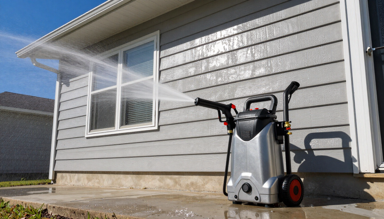 Soft wash equipment cleaning house siding