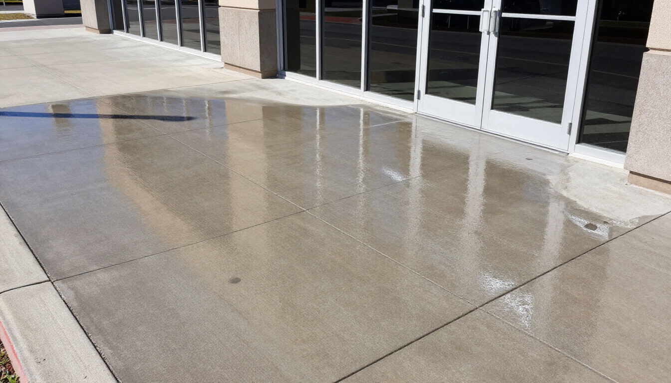 Clean sidewalk and entrance