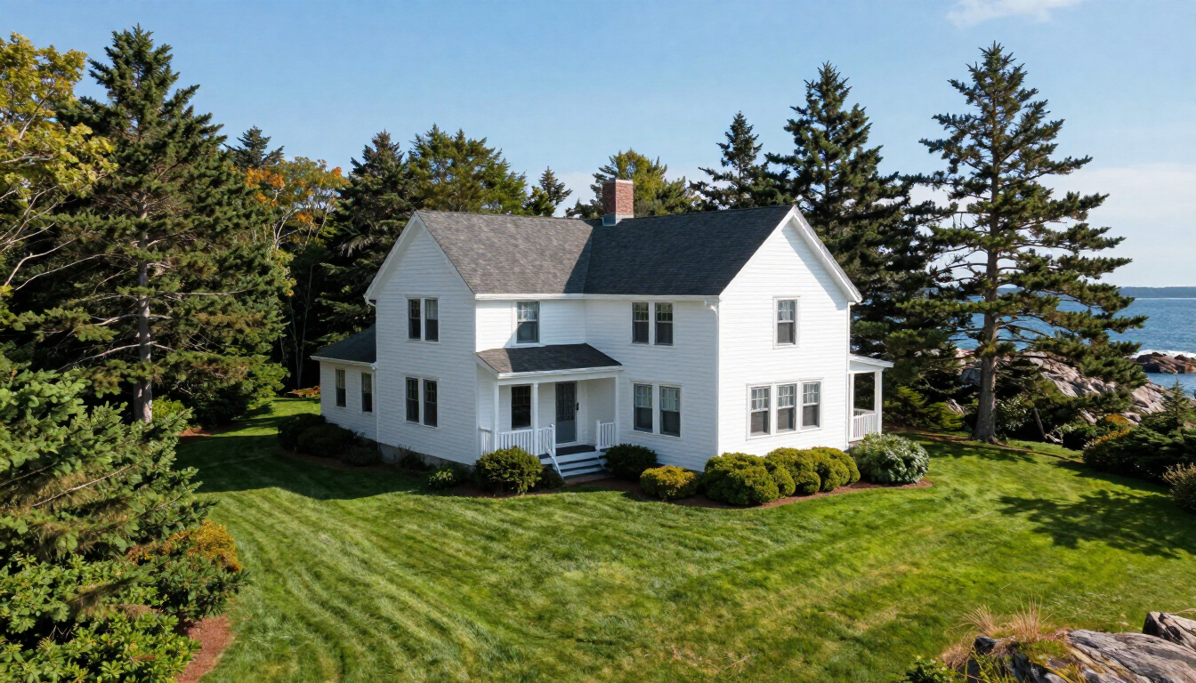 A professionally cleaned coastal home in Belfast Maine showing clean siding and curb appeal.
