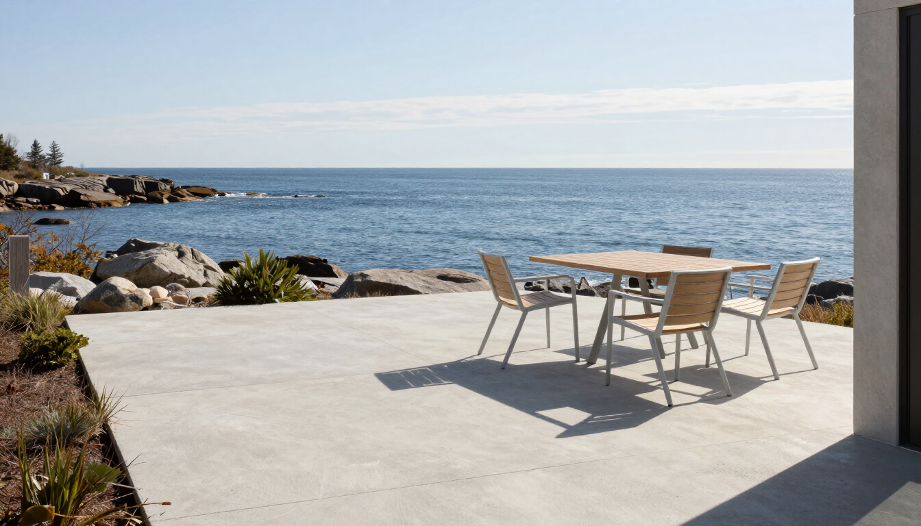 Pressure washing a concrete patio to remove salt stains