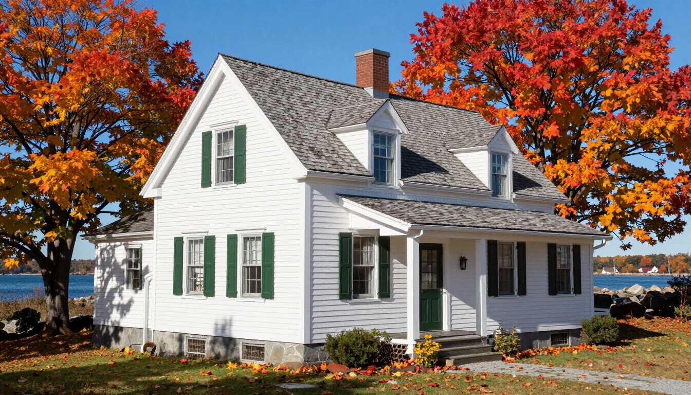 Professional fall gutter cleaning in Midcoast Maine to prevent winter ice dams.