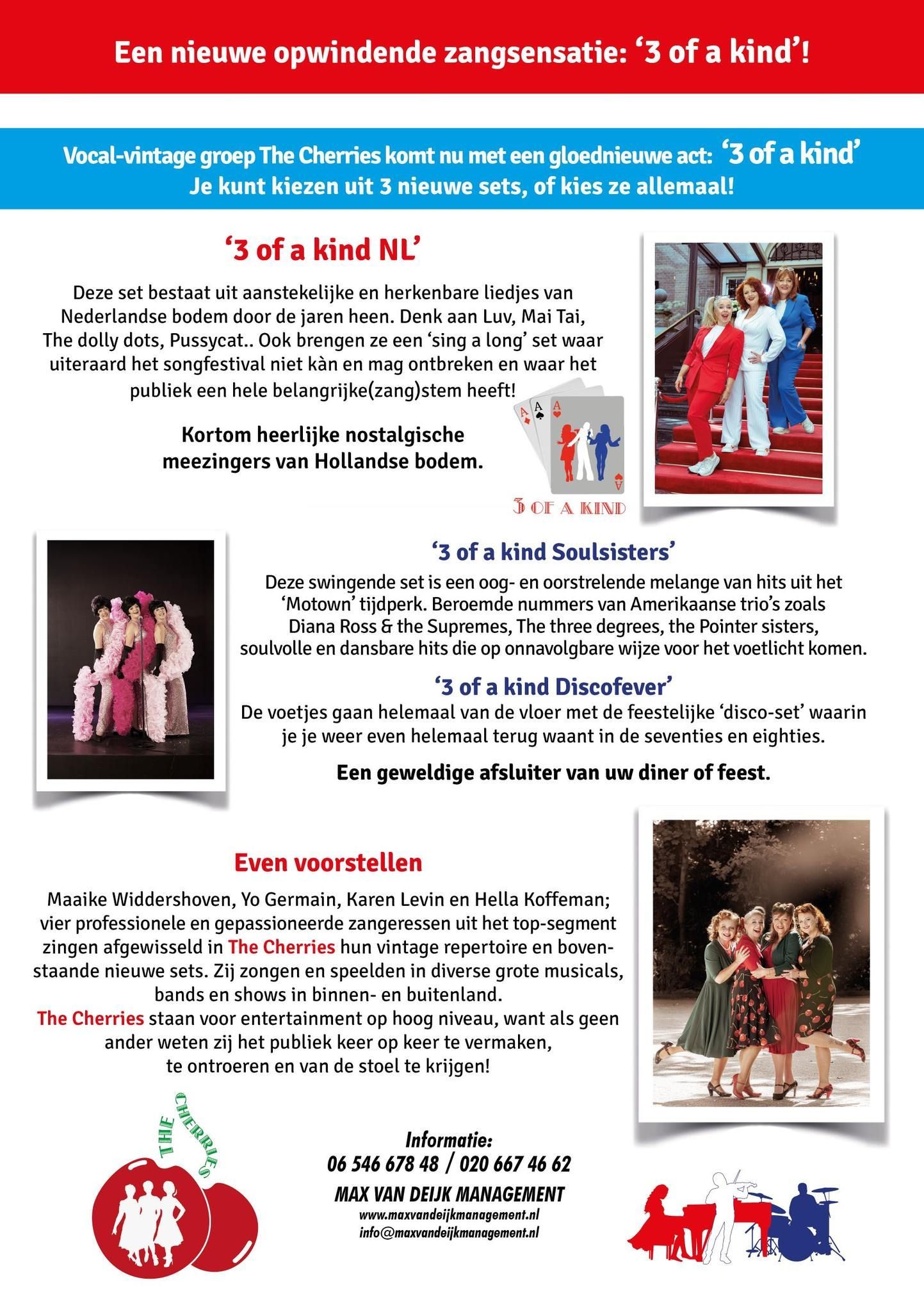 Promotieposter met Tsjechische tekst en foto's van artiesten in rood-wit-blauwe kostuums.
