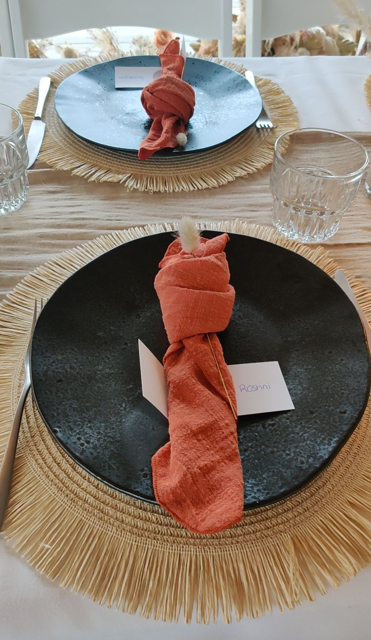 Huur servetten, terracotta servetten bruiloft, tafeldecoratie bruiloft, bruiloftstyling