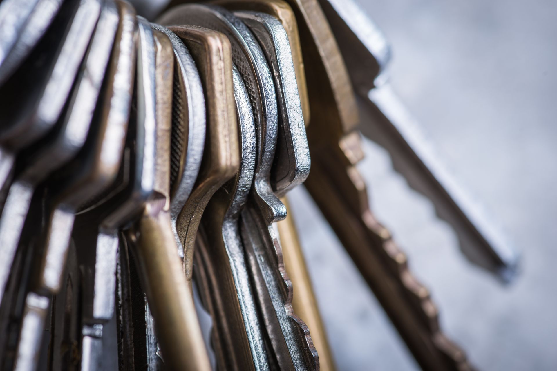 A close-up view of several keys, showcasing their different shapes and sizes.