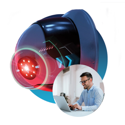CCTV Camera And Man Sitting In Desk — Digital Installations In West Gosford, NSW CCTV Camera And Man Sitting In Desk — Digital Installations In West Gosford, NSW