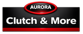 AURORA Clutch & More logo on a black background with red accents