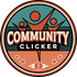 Community Clicker logo: stylized figures reaching upwards, text 