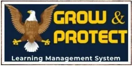 Logo: Bald eagle with wings spread,