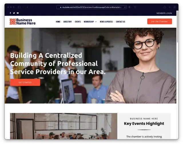 Website homepage with text