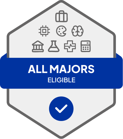 Badge with All Majors Eligible text 