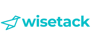 The logo for wise tack is blue and has a star on it.