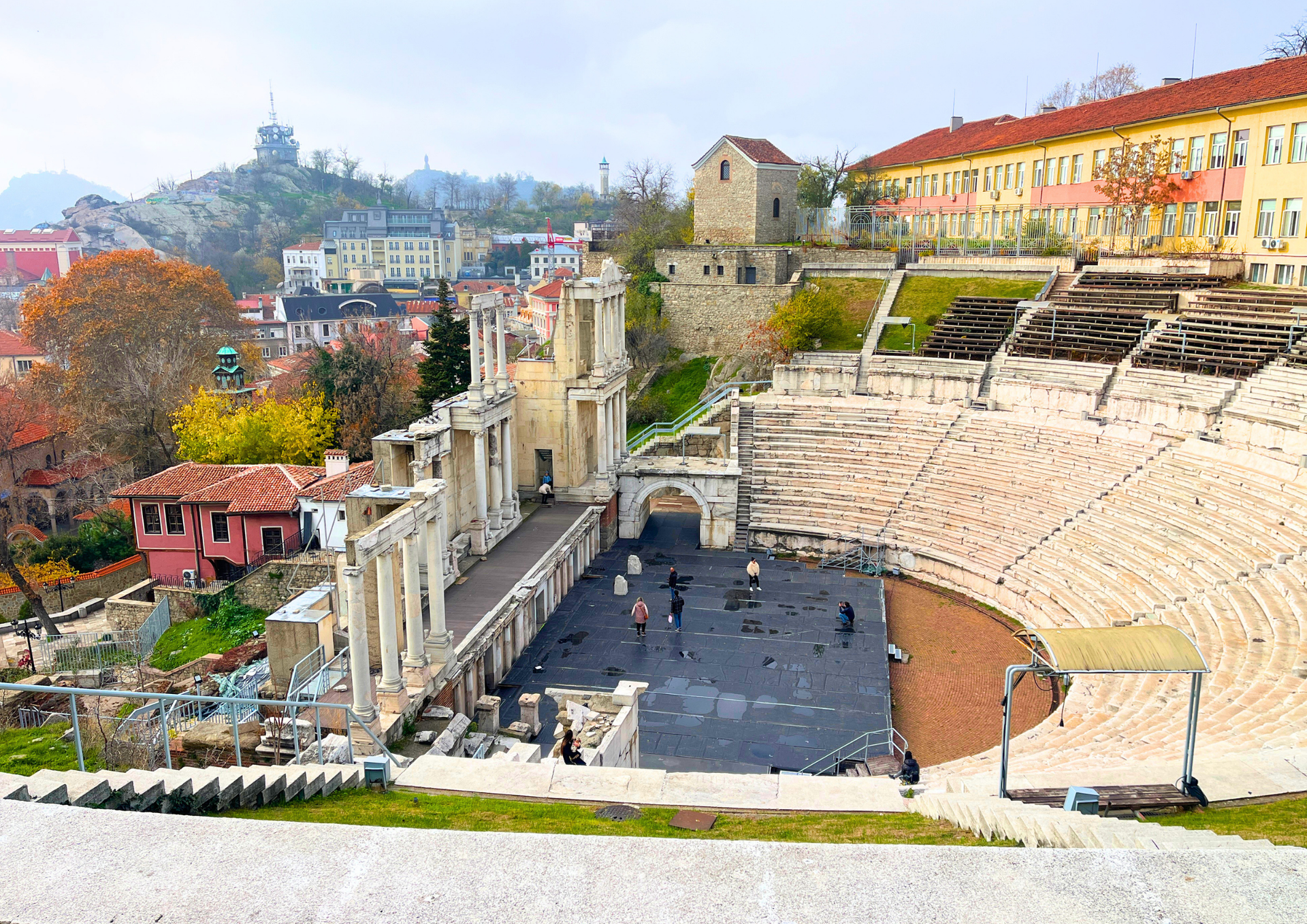 Plovdiv Old town antique theater during a day
