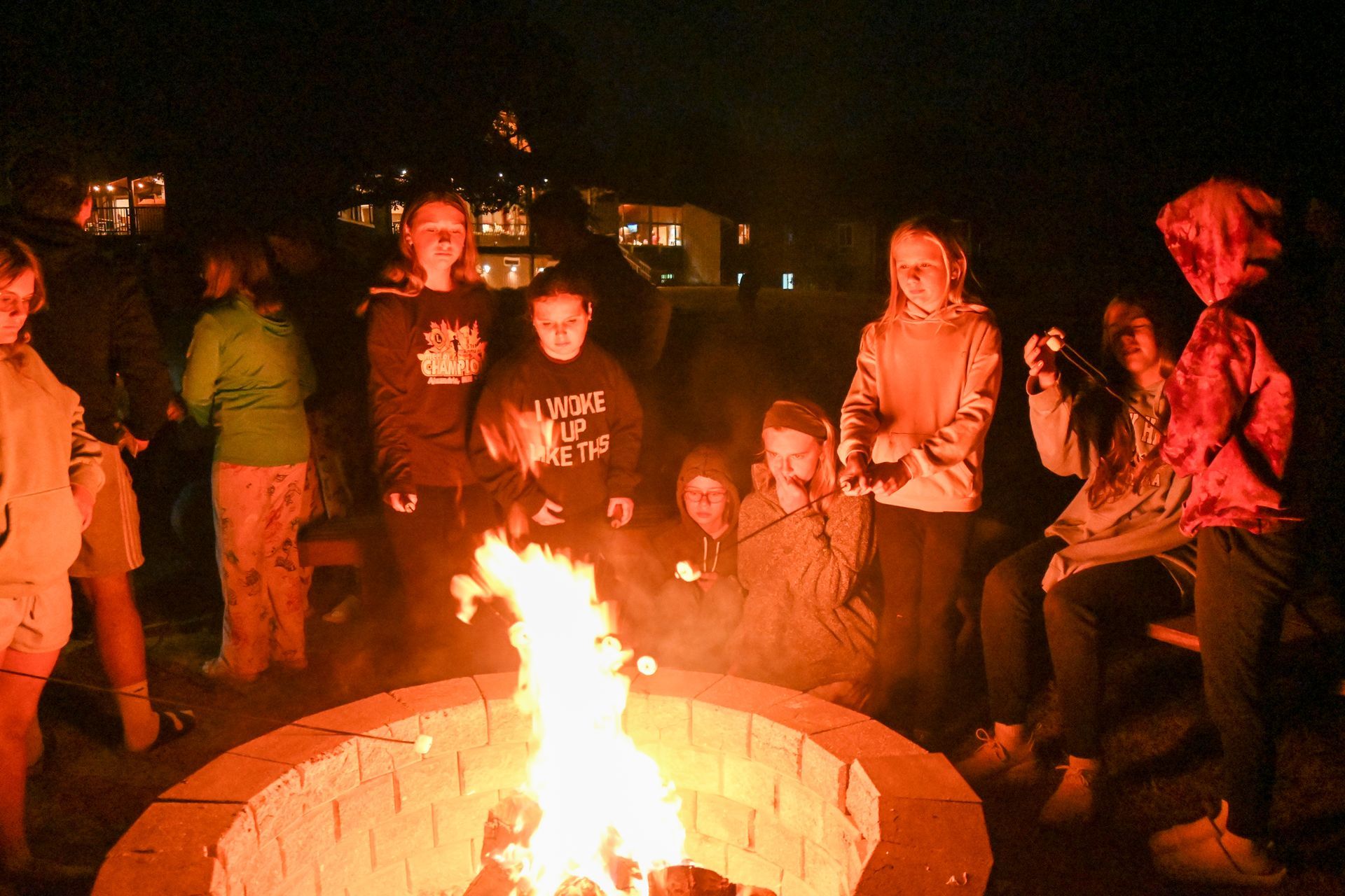 Roasting marshmellows over the fire 
