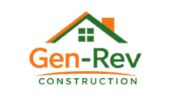 Gen-Rev Properties logo with orange and green house roof and text