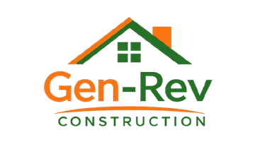 Gen-Rev Properties logo with orange and green house roof and text