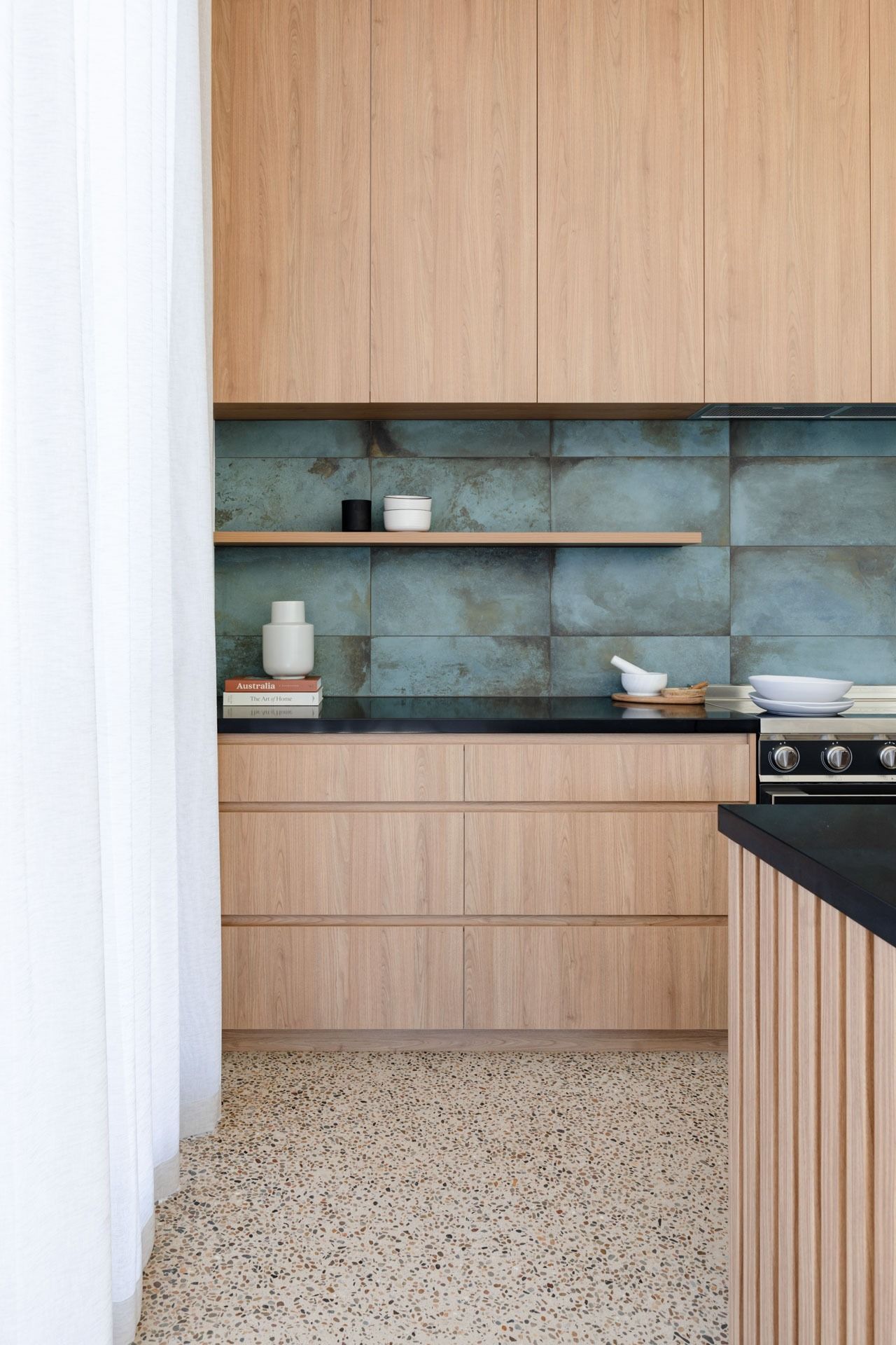 Modern Kitchen Corner with Wood Cabinets — Complete Property Projects In Phillip, ACT