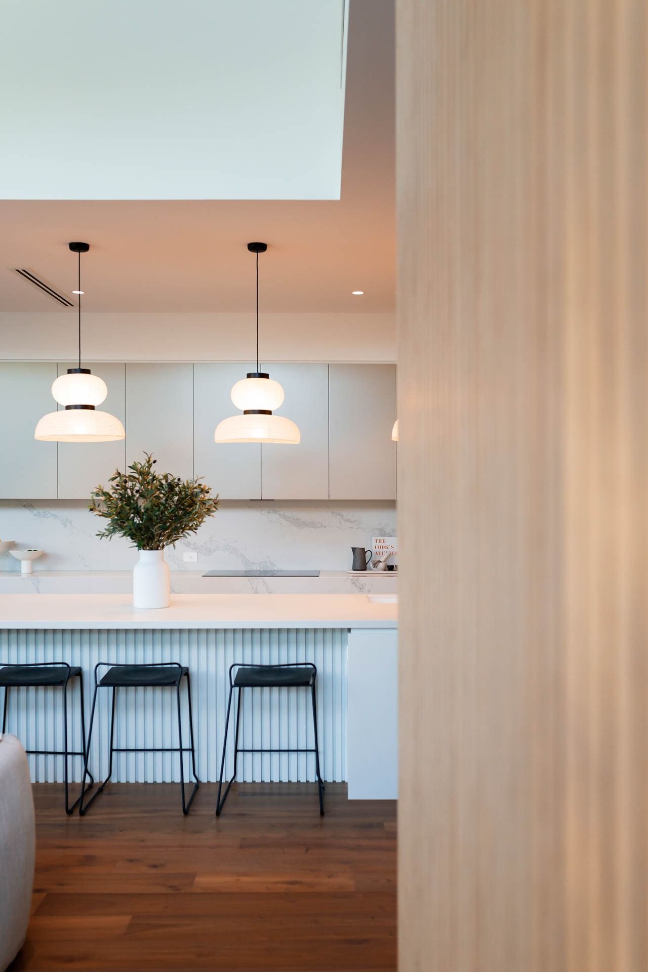 Modern Kitchen with White Island — Complete Property Projects In Phillip, ACT