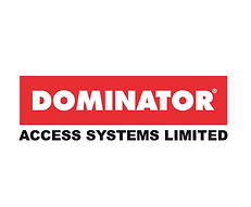 The logo for dominator access systems limited is red and white.