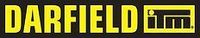 a yellow darfield logo on a black background