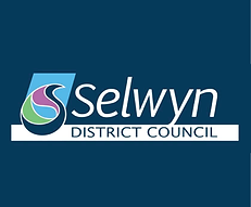 The logo for the selwyn district council is on a blue background.