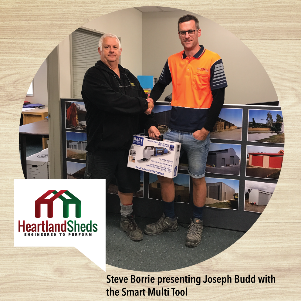 Steve borrie presenting joseph budd with the smart multi tool
