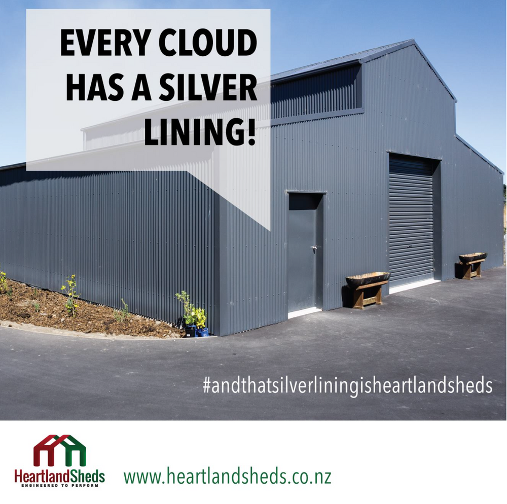 A picture of a building that says every cloud has a silver lining