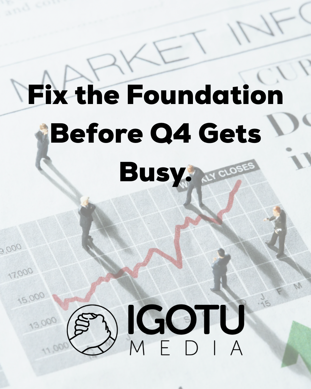 “Fix the Foundation Before Q4 Gets Busy” marketing graphic with business figures and IGOTU Media logo