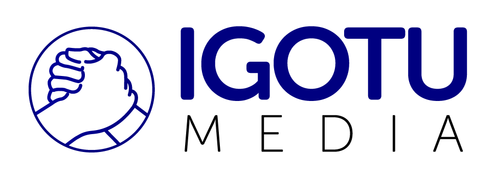 IGOTU Media logo with blue hand icon and navy text on a white background