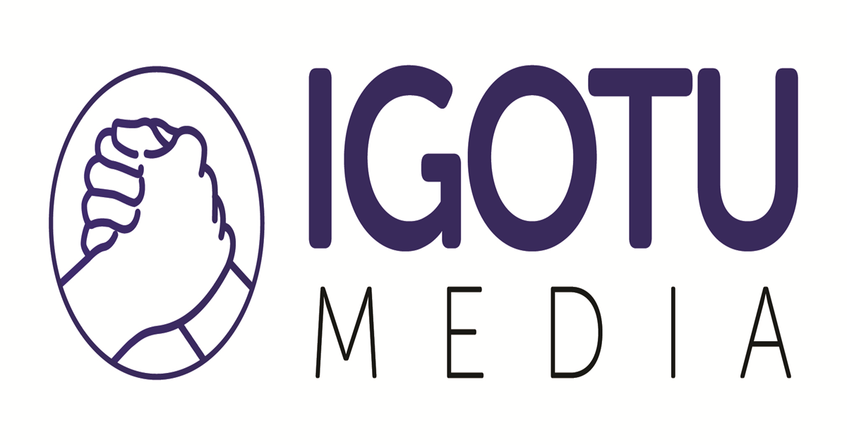 IGOTU Media logo with clasped hands icon in purple and white