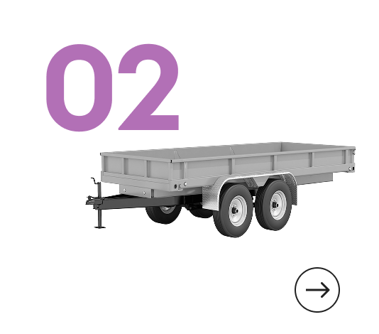 Purple “02” beside a white tow truck carrying a car, with a right arrow icon.