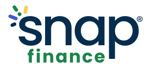 Snap Finance logo in navy blue and green on a white background