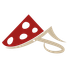 Logo a forma di fungo rosso e beige con pois bianchi su sfondo bianco.