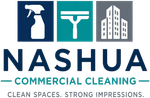 Nashua Commercial Cleaning Logo with Spray Bottle, Squeegee, Building Icons in Nashua, NH