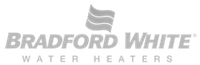 Bradford White Water Heaters logo in gray with a flag icon above the text