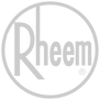Rheem logo in light gray on a white background