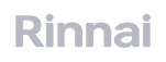 Gray Rinnai logo on a white background