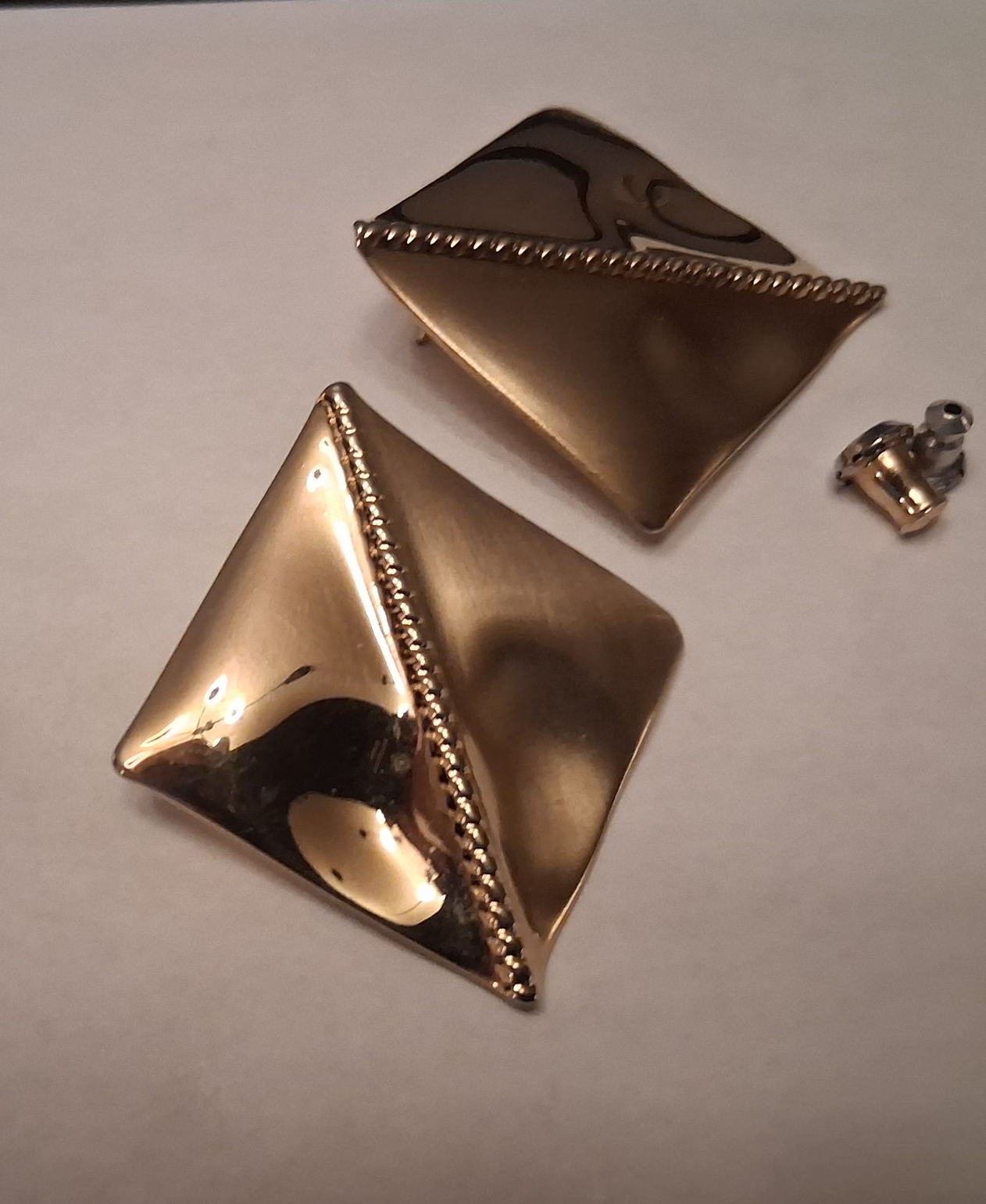 gold toned diagonal post earrings