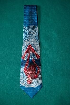 Spider-Man necktie on teal background