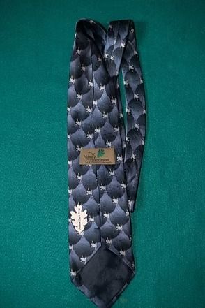 Black patterned necktie on a teal background