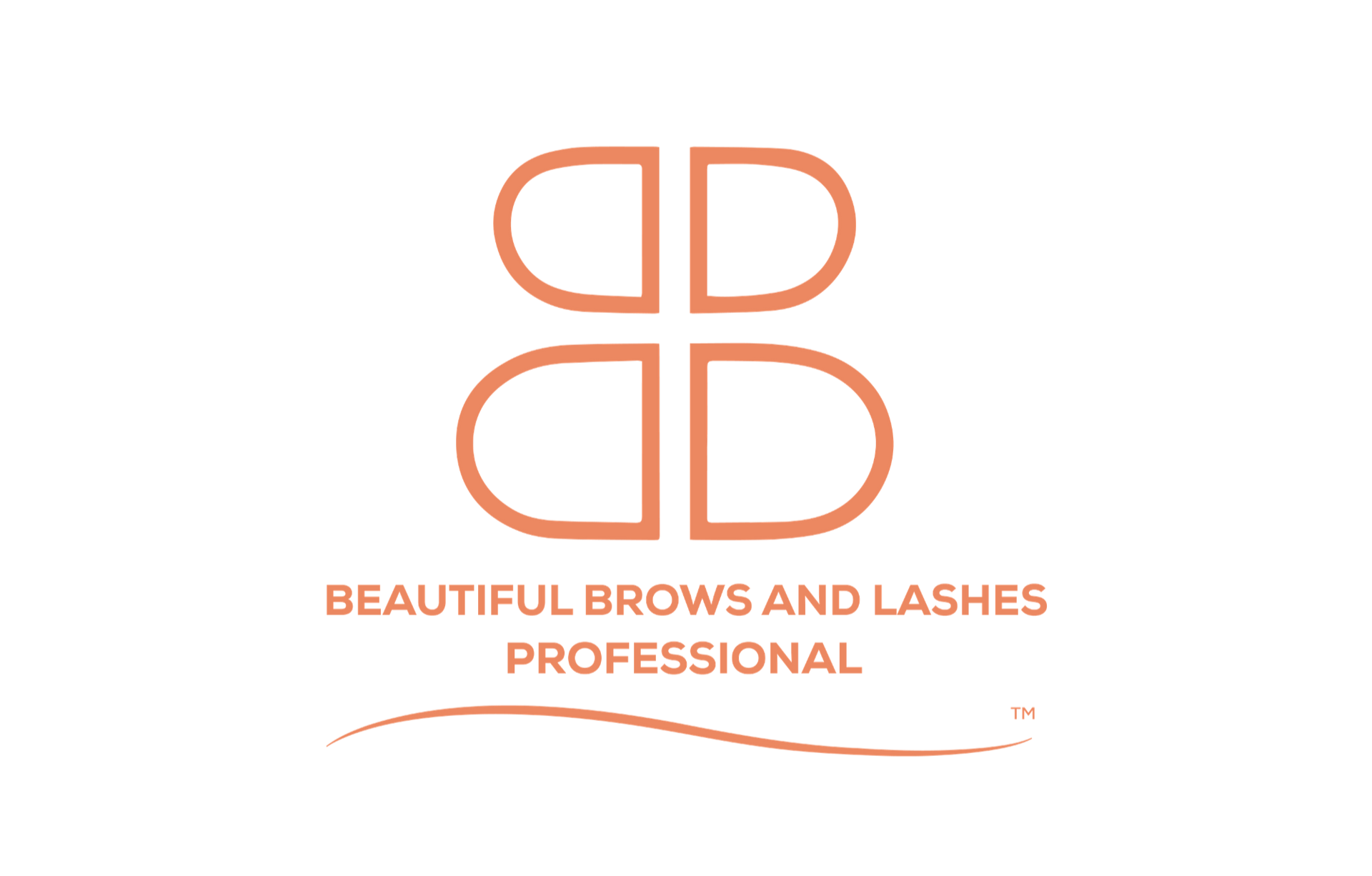 A peach-colored logo featuring a stylized