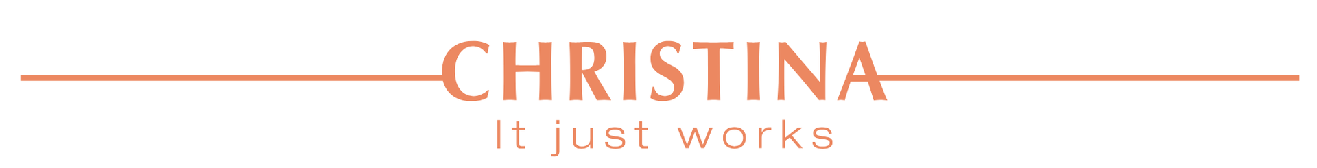 Logo reading “CHRISTINA” with the tagline “It just works” underneath, in orange and gray.