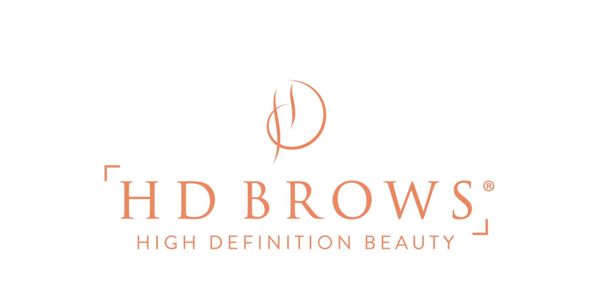 Rose gold logo for HD Brows featuring a stylized icon and the text