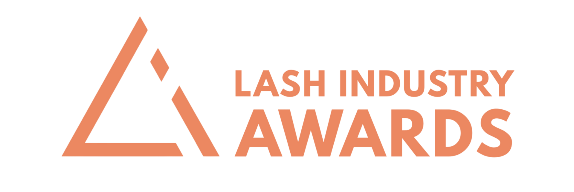 Lash Industry Awards logo in peach and orange with a stylized lash icon