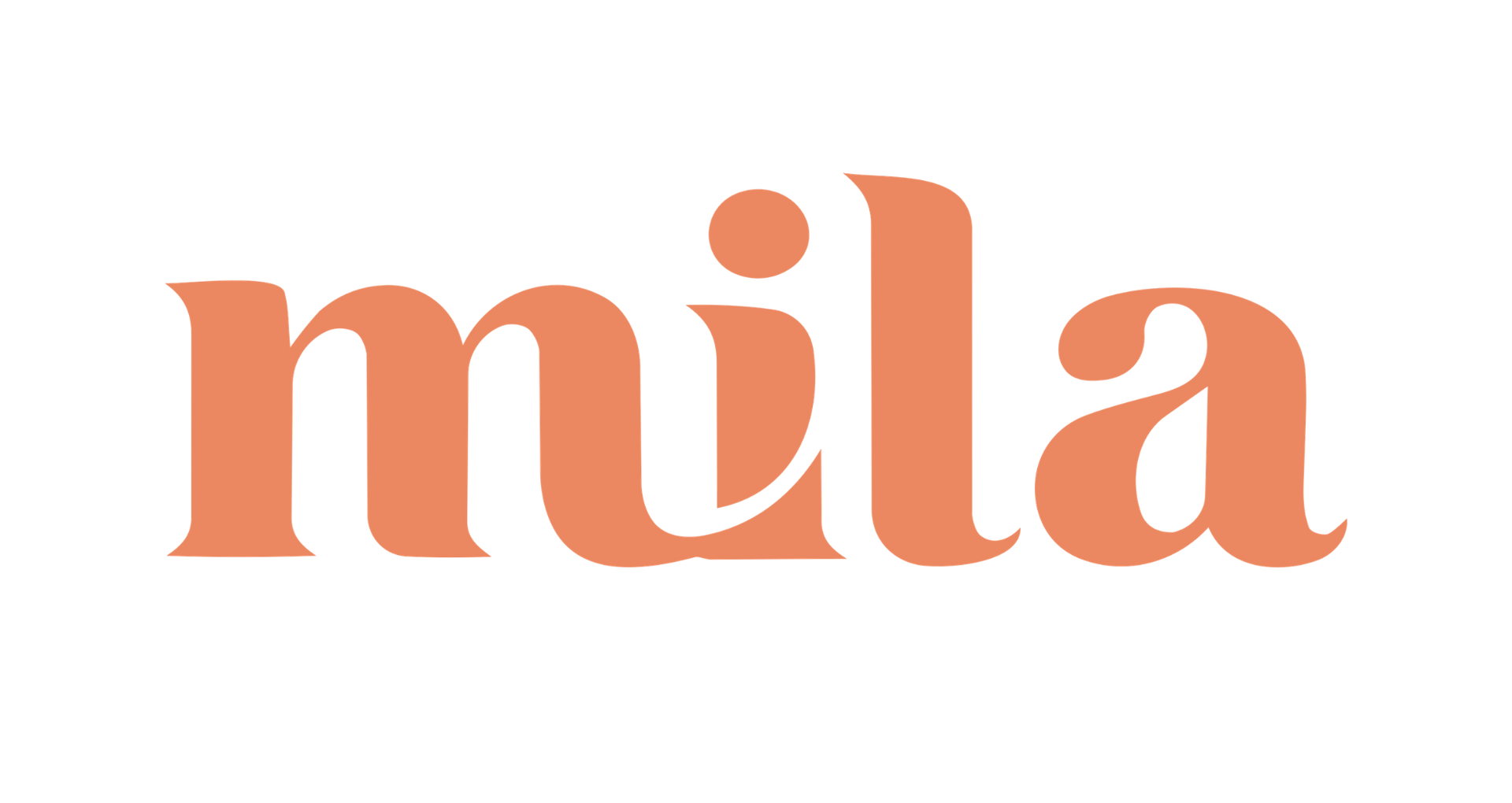 Coral-orange lowercase “mila” logo on a white background