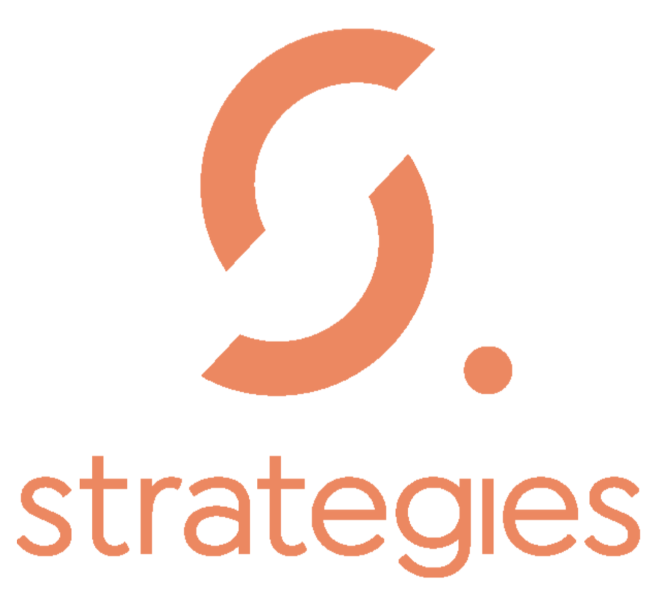 Orange “S” logo above the word “strategies” on a white background