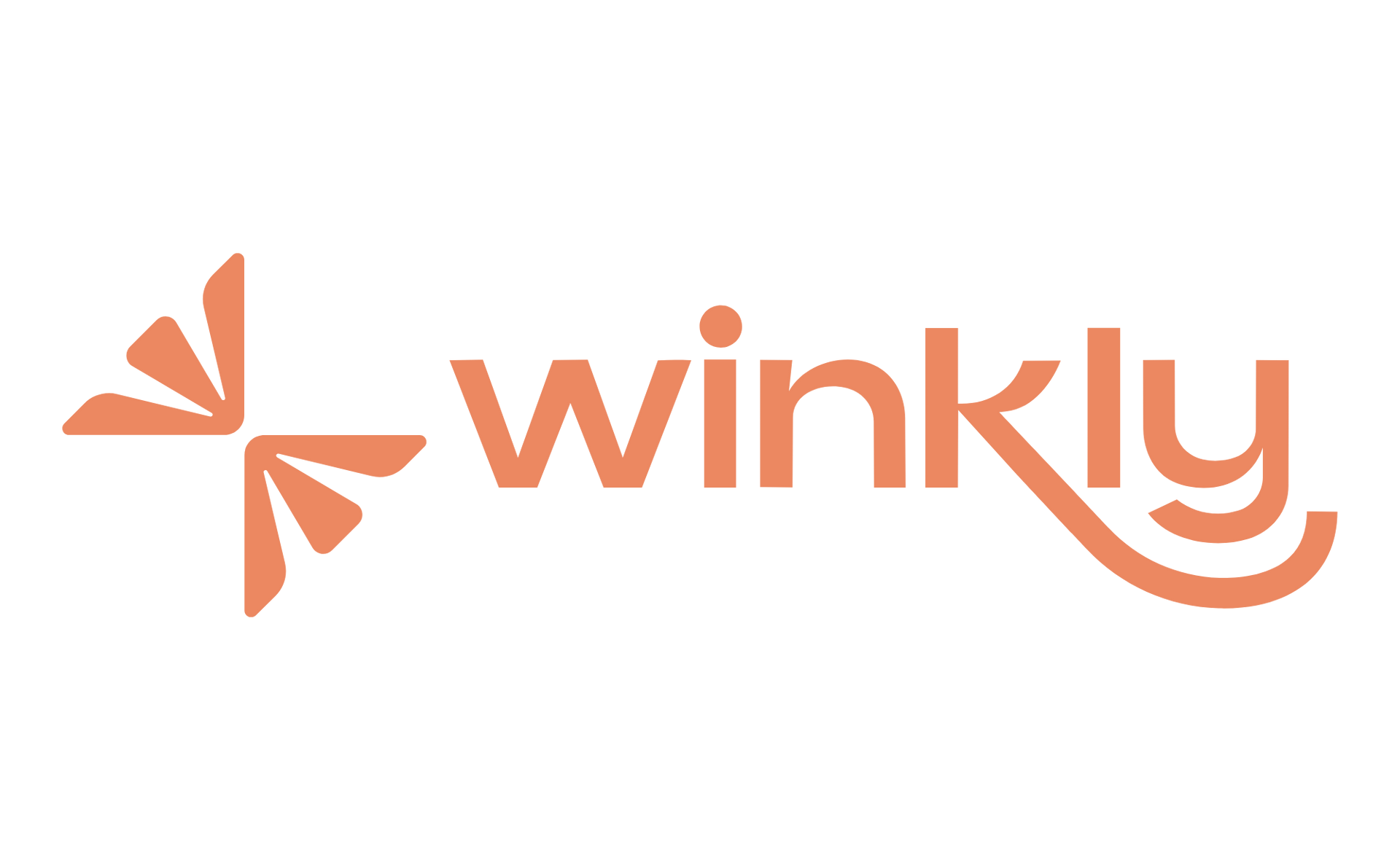 Orange “winkly” logo with a stylized pinwheel icon on a white background