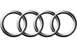 Audi logo: Four interlocking silver rings.