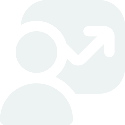 Ícone de pessoa com um balão de fala mostrando um gráfico ascendente.