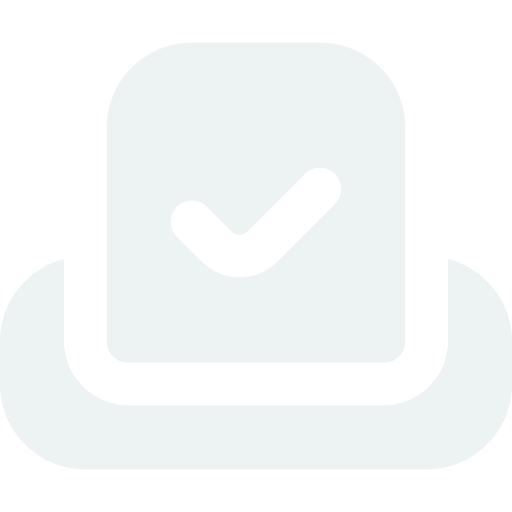 Caixa cinza-clara com uma marca de seleção, inserida em um retângulo com cantos arredondados.