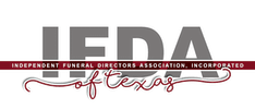 Logo for the Independent Funeral Directors Association of Texas featuring large grey